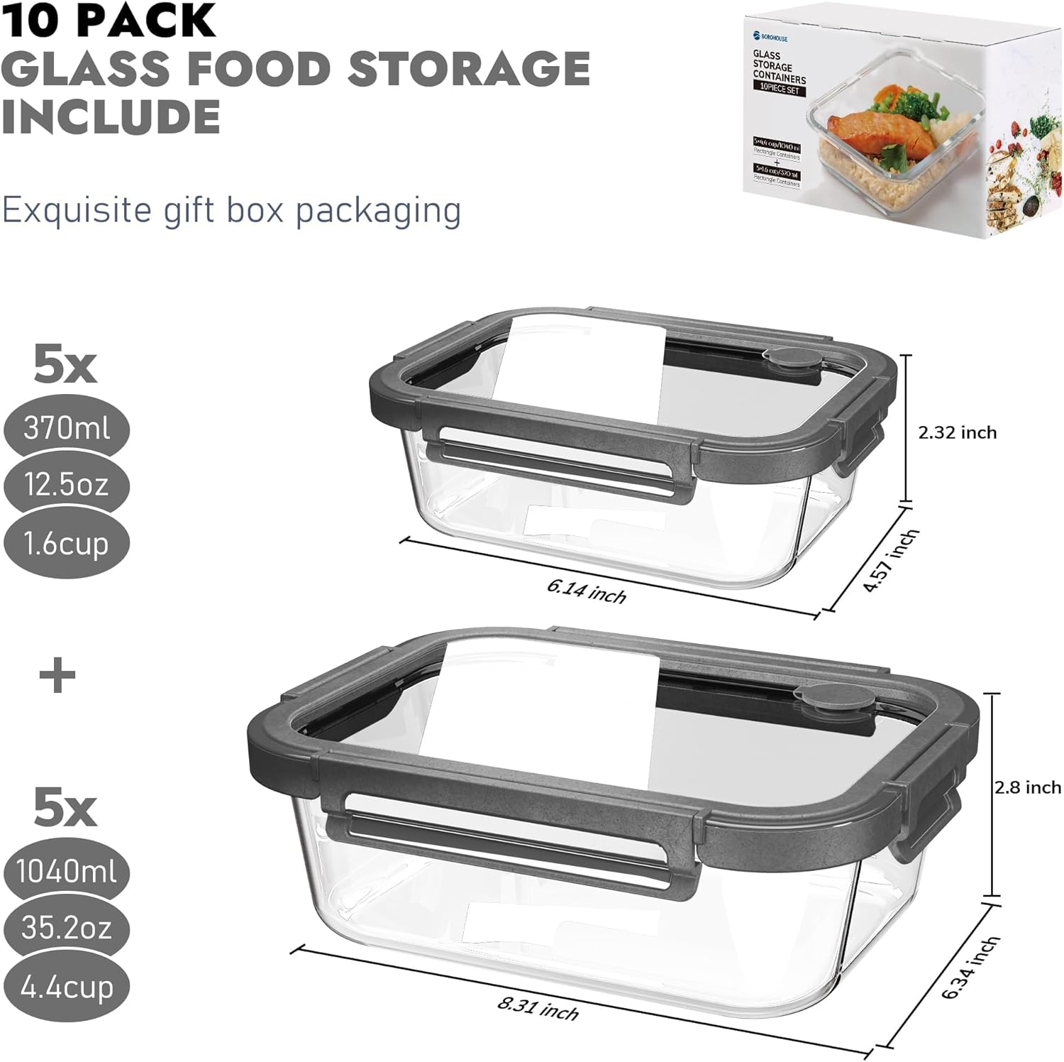 Glass Food Storage Container Set